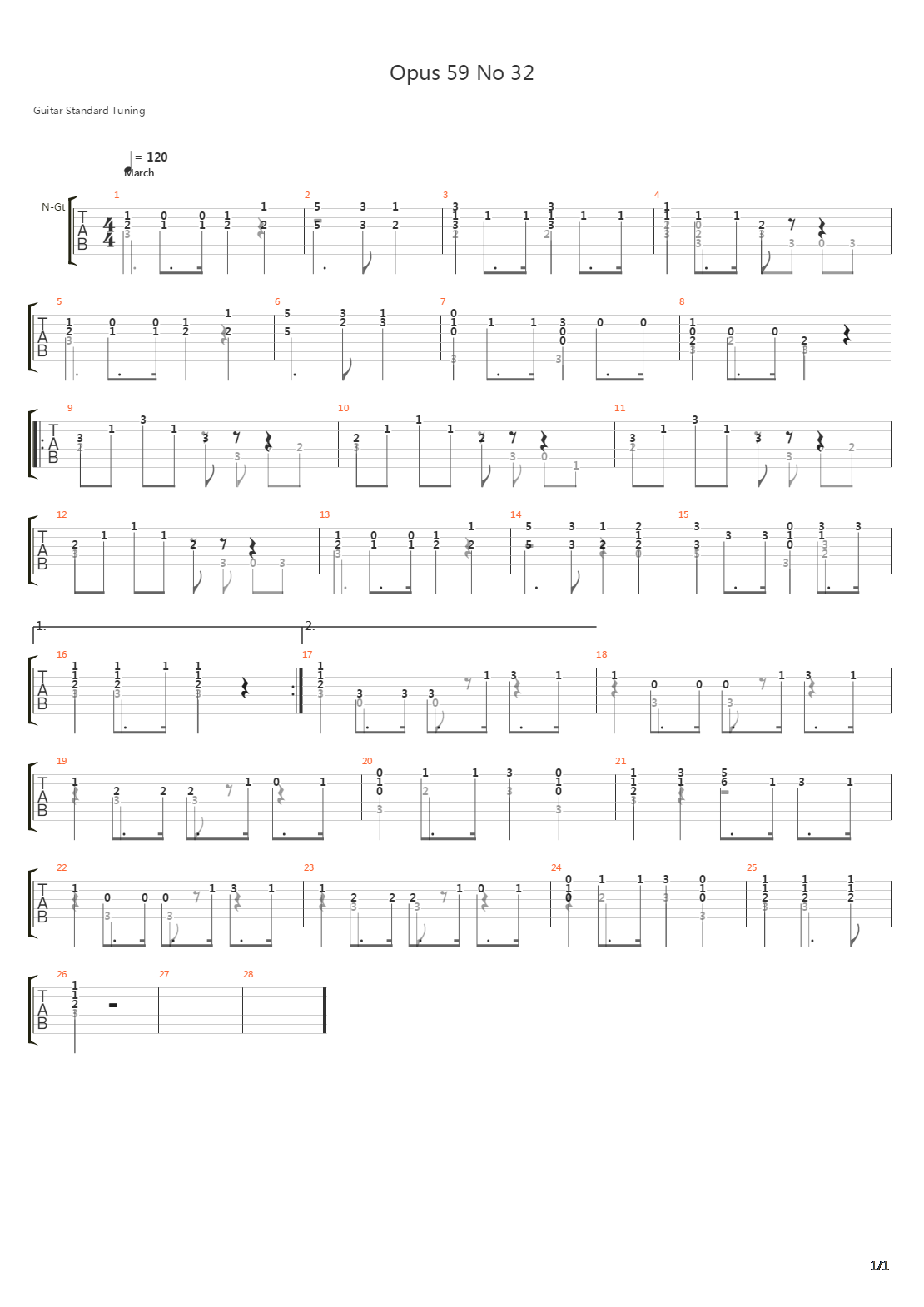 Opus 59 No 32吉他谱