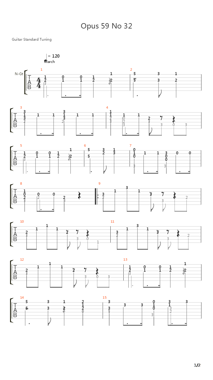 Opus 59 No 32吉他谱