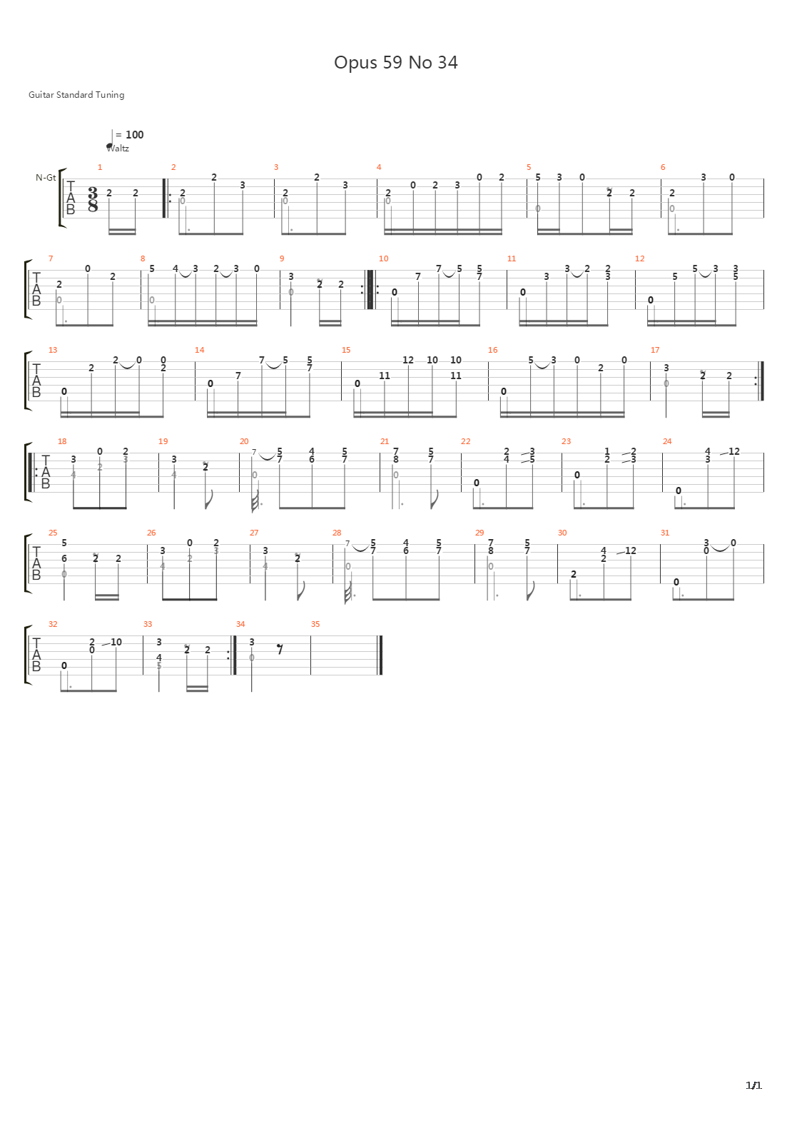 Opus 59 No 34吉他谱