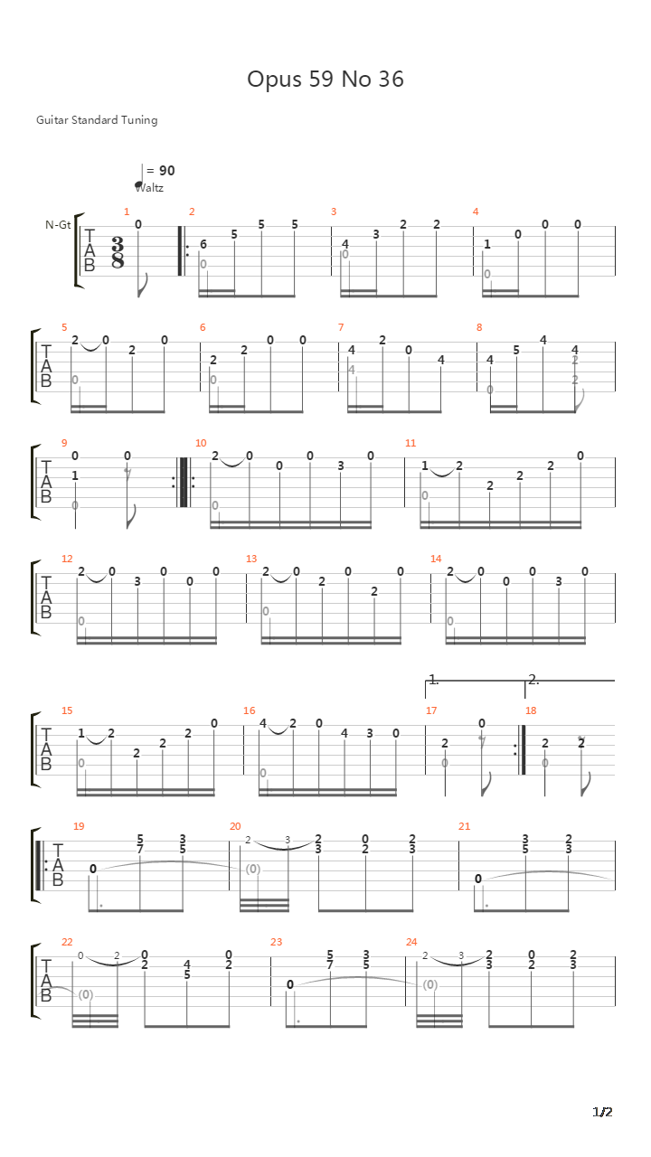 Opus 59 No 36吉他谱
