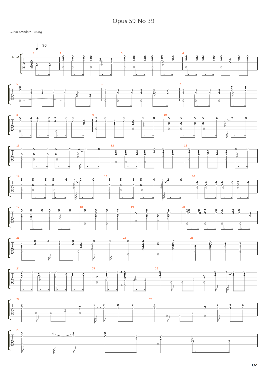 Opus 59 No 39吉他谱