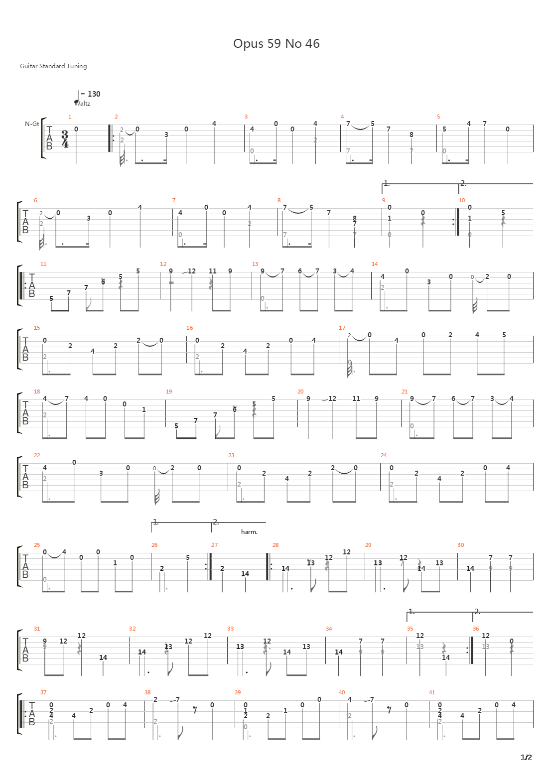 Opus 59 No 46吉他谱