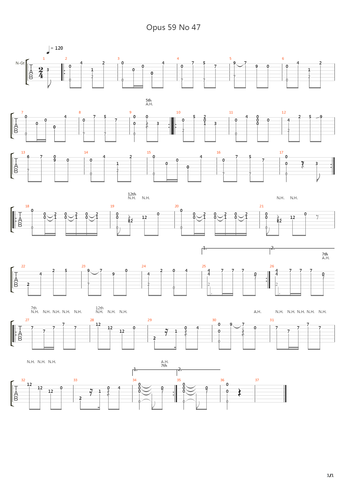 Opus 59 No 47吉他谱