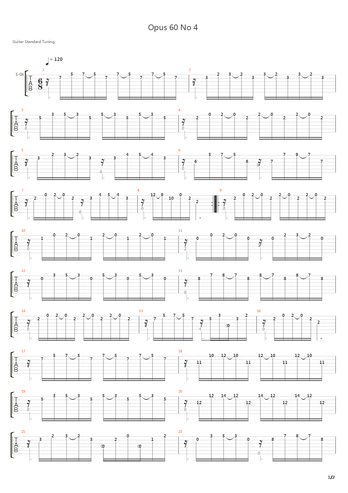 Opus 60 No 4吉他谱