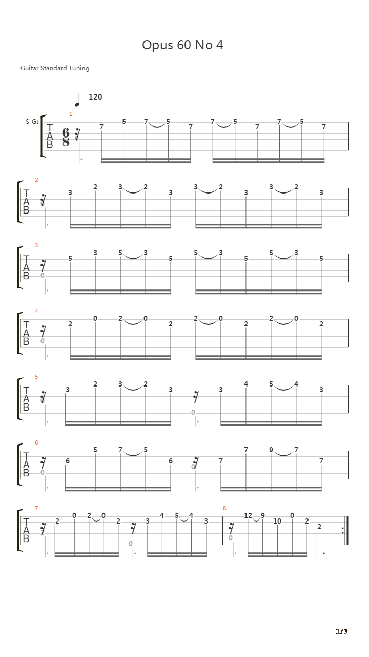 Opus 60 No 4吉他谱