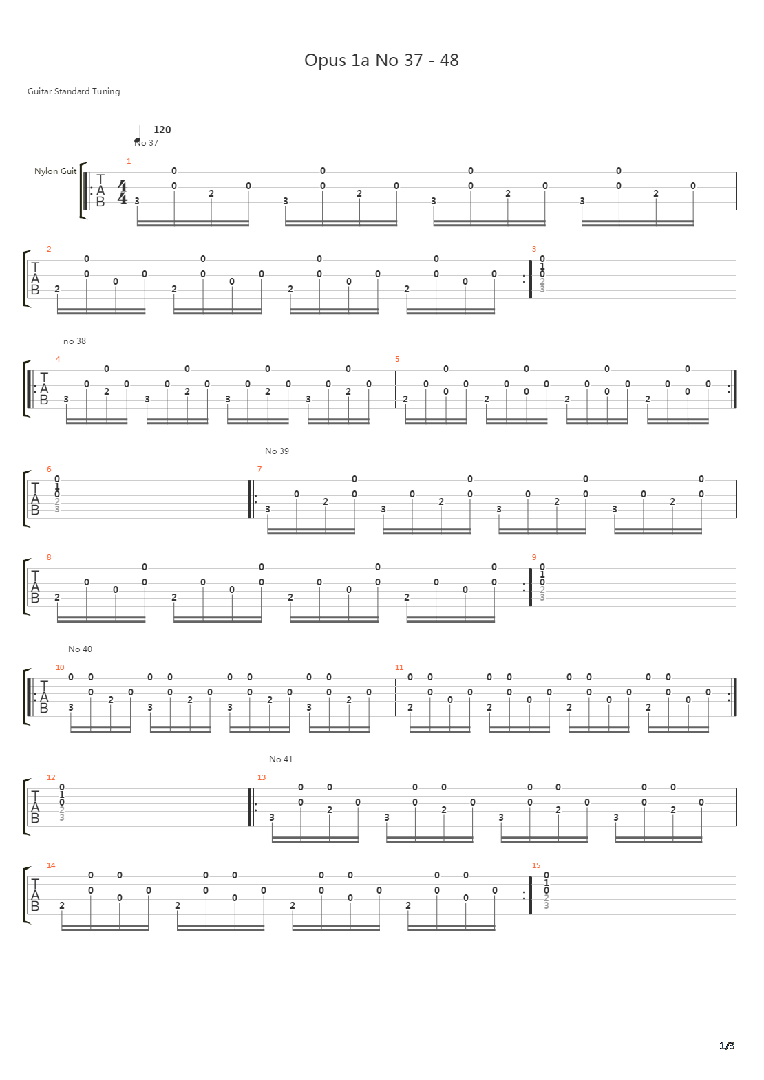 Opus 1a No 37-48吉他谱