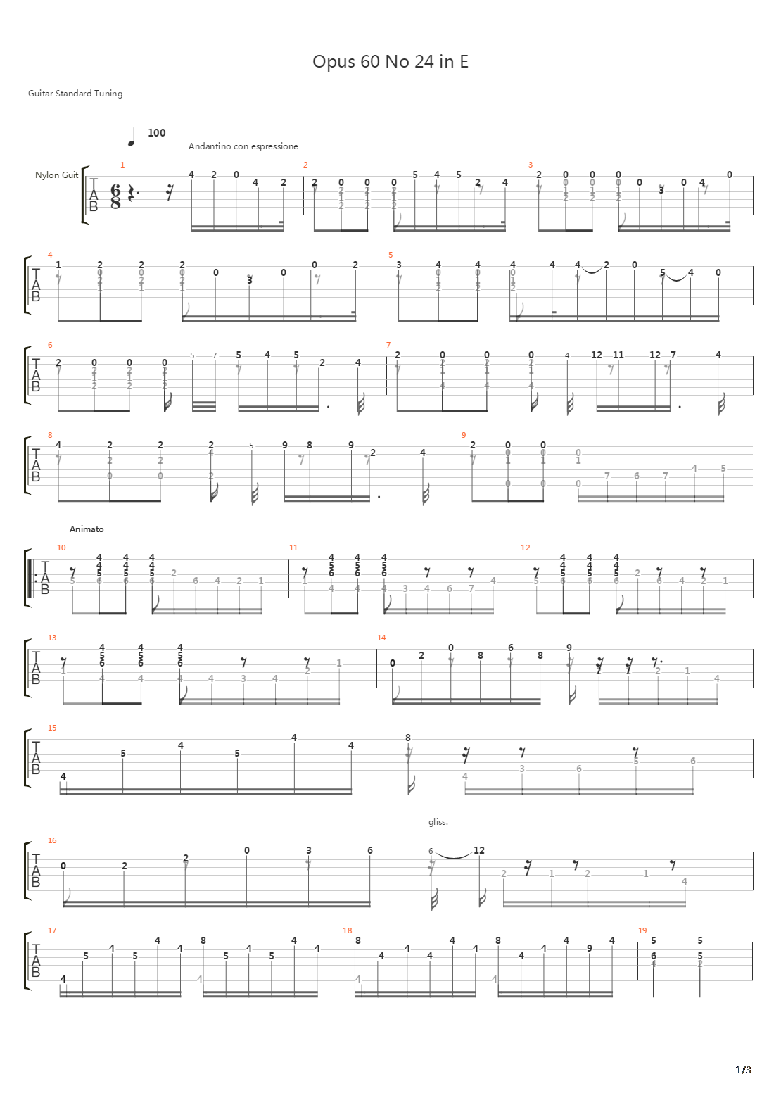 Opus 60 No 24 in E吉他谱