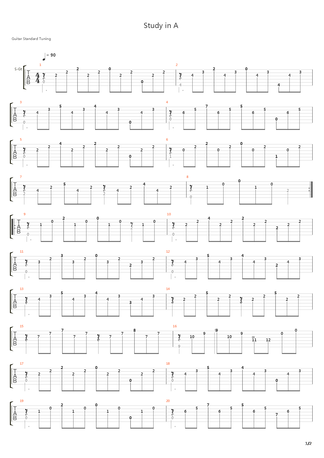 Study in A吉他谱