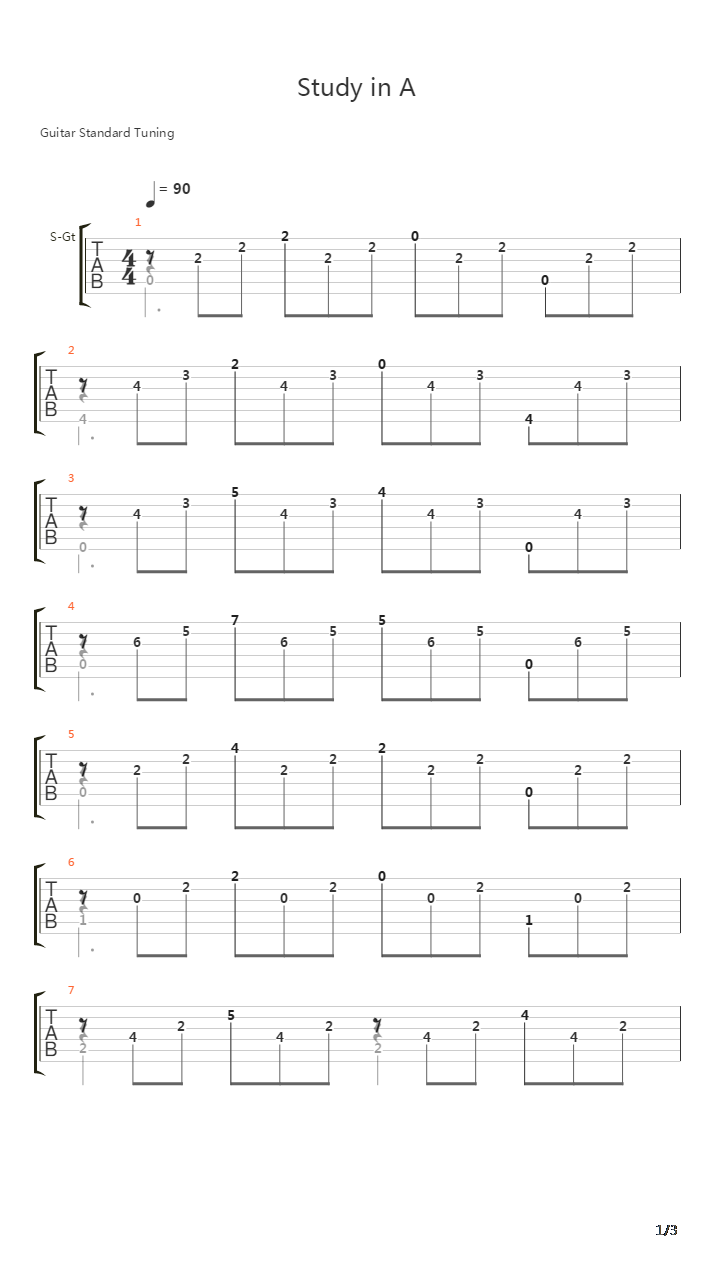 Study in A吉他谱