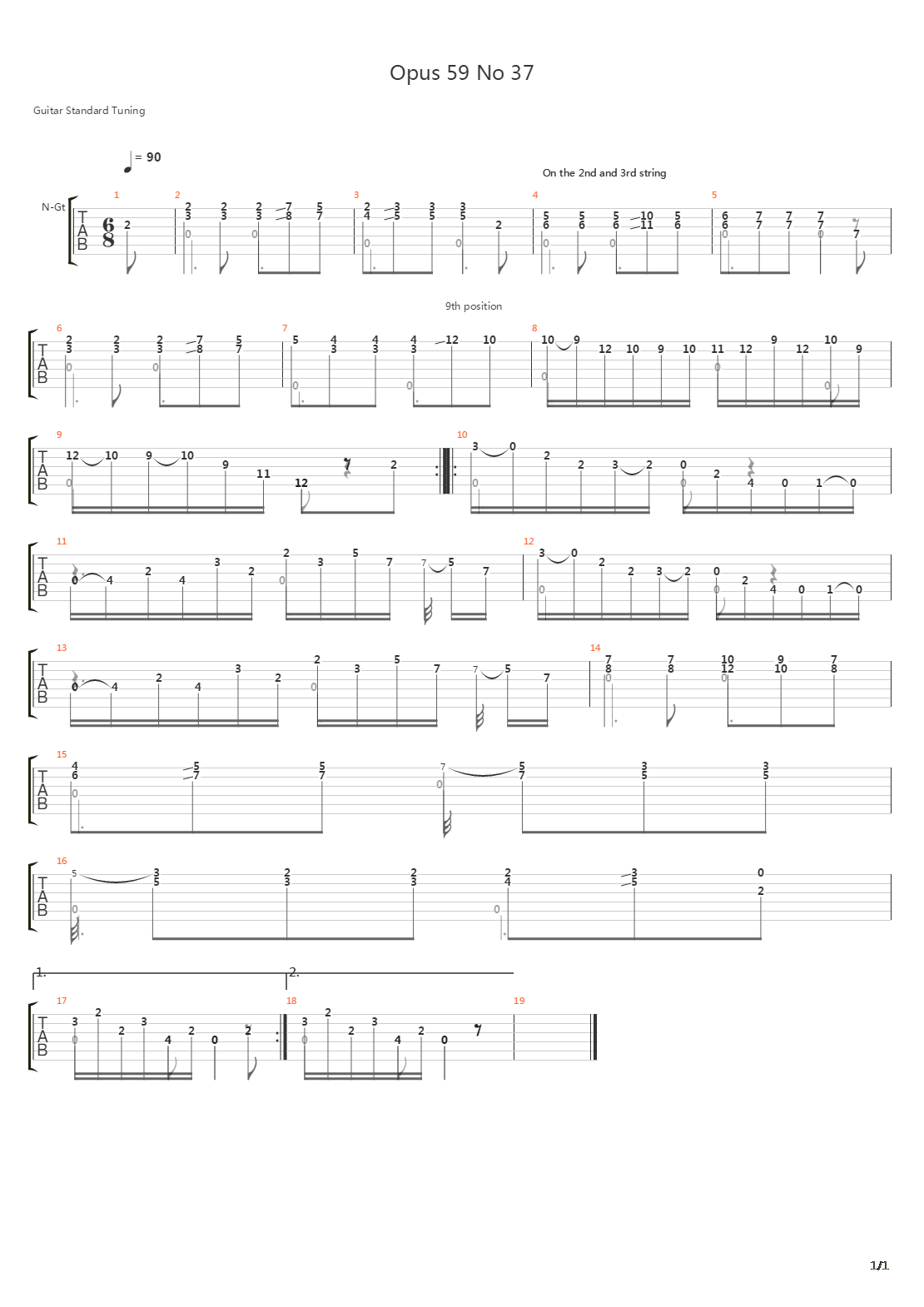 Opus 59 No 37吉他谱