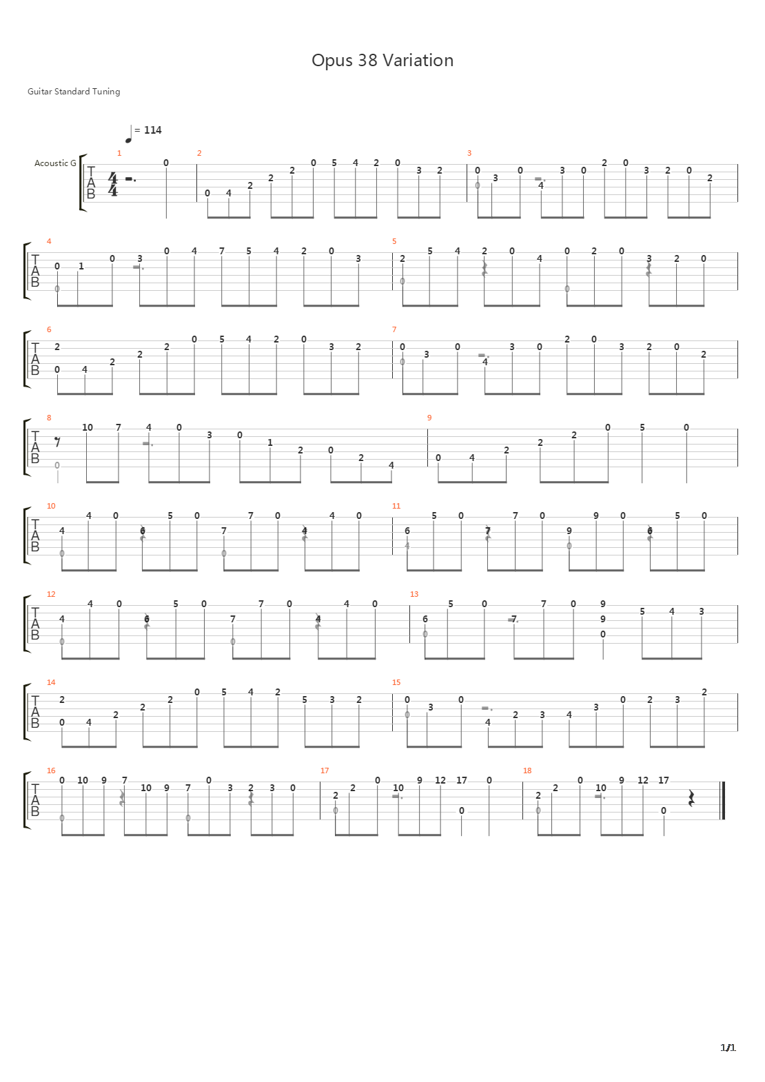 Opus 38 Variation吉他谱