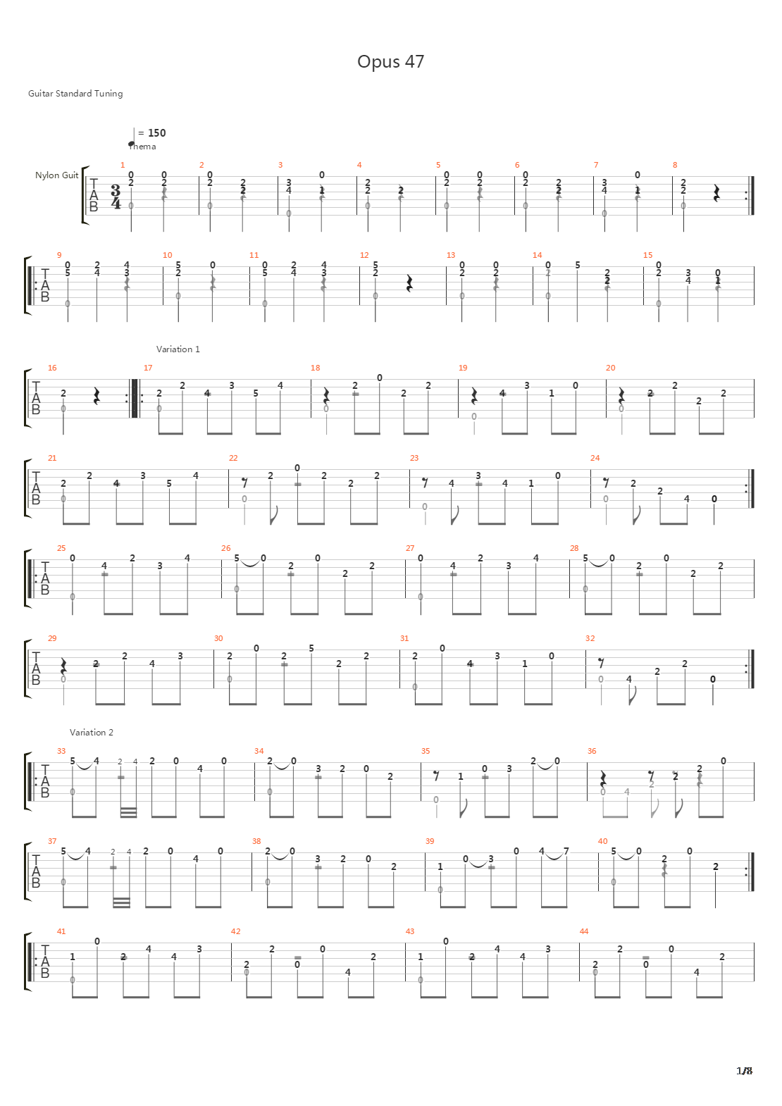 Opus 47吉他谱