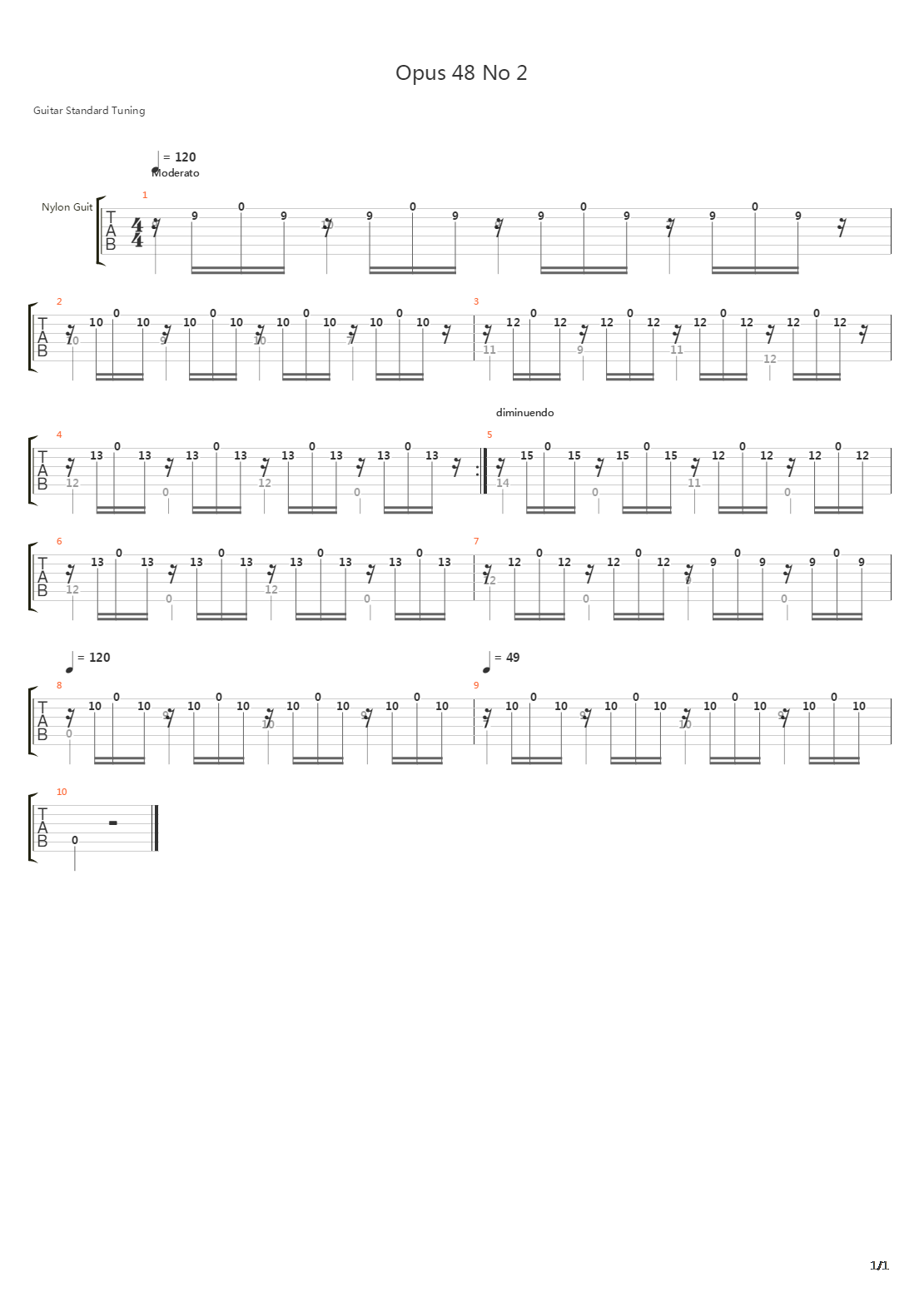 Opus 48 No 2吉他谱