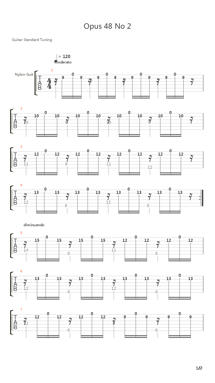 Opus 48 No 2吉他谱