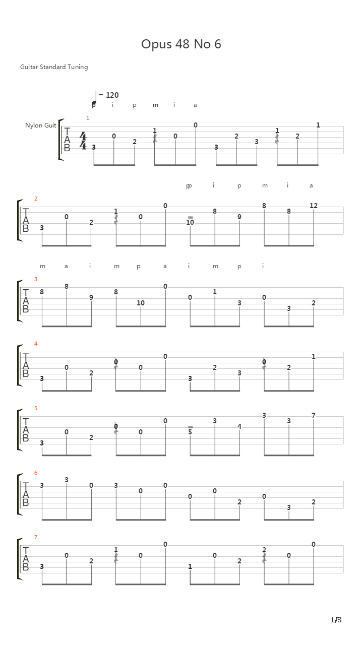 Opus 48 No 6吉他谱