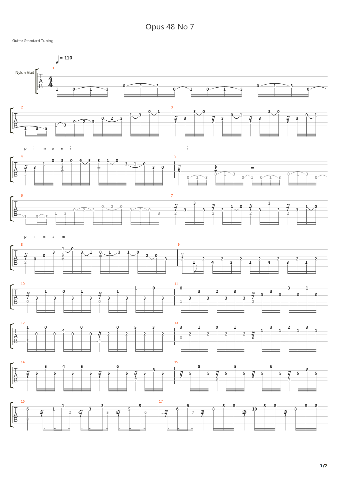 Opus 48 No 7吉他谱