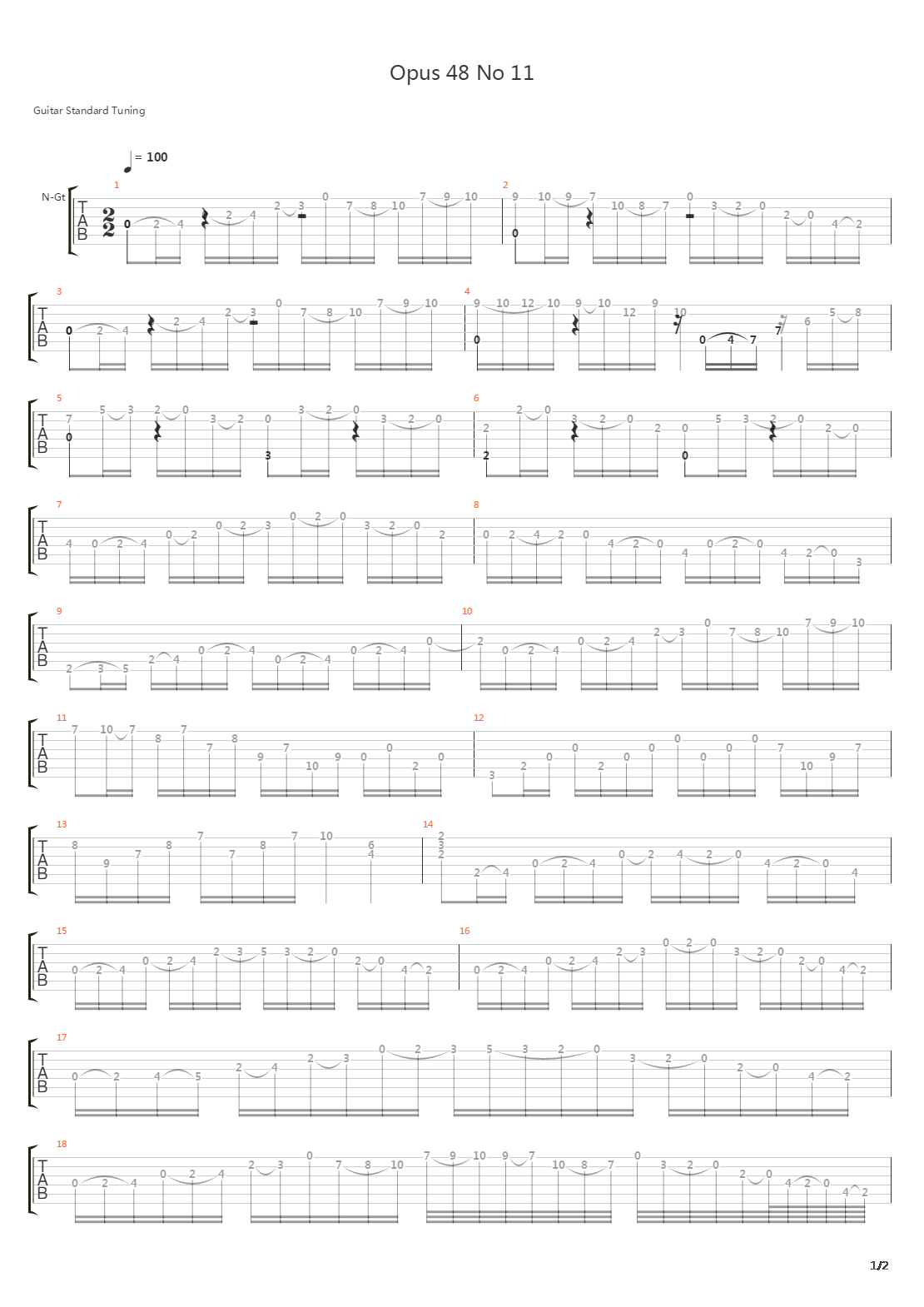 Opus 48 No 11吉他谱