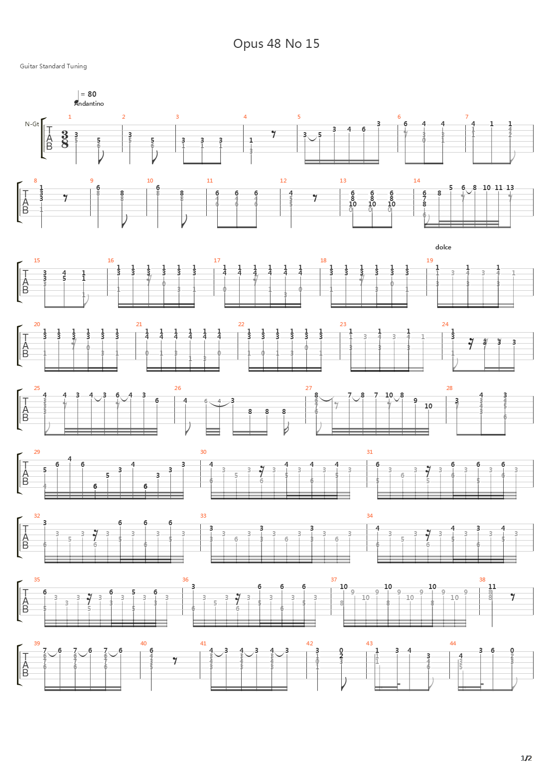 Opus 48 No 15吉他谱