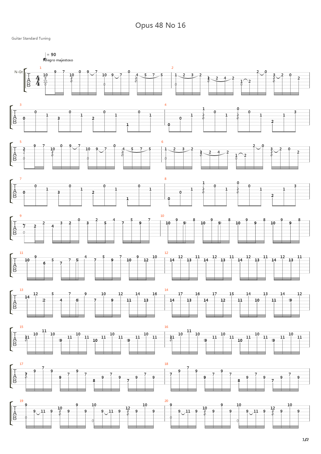 Opus 48 No 16吉他谱