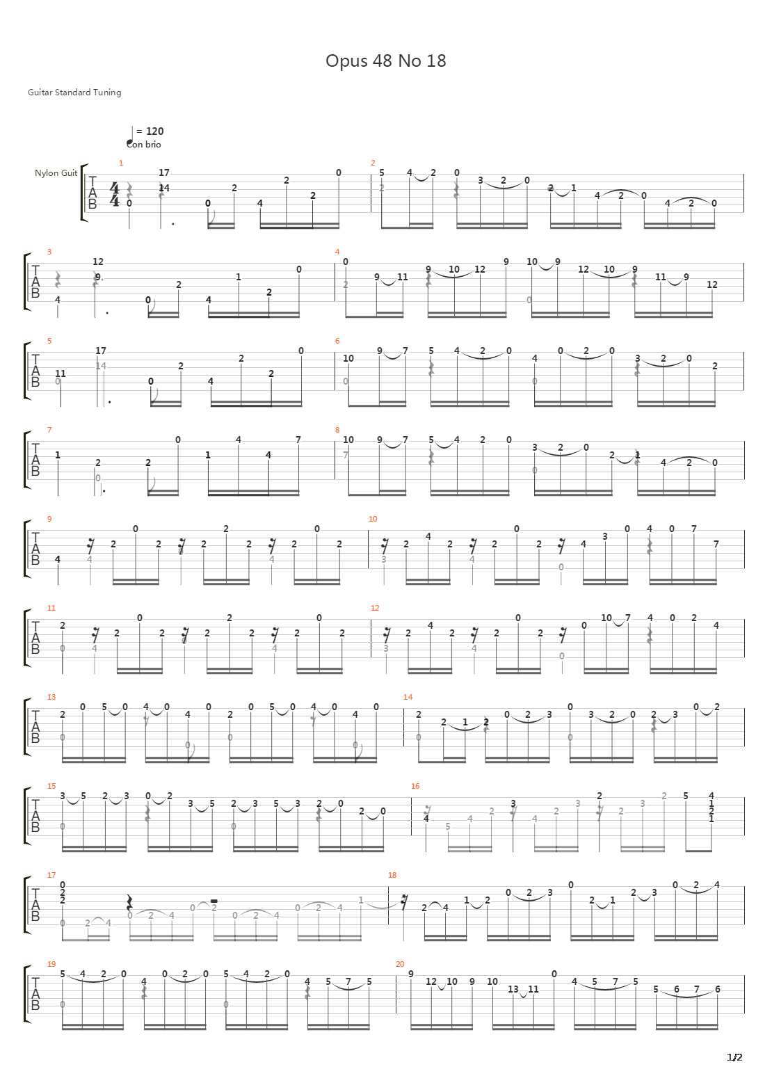 Opus 48 No 18吉他谱