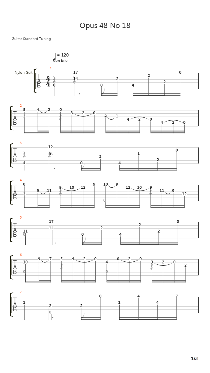 Opus 48 No 18吉他谱