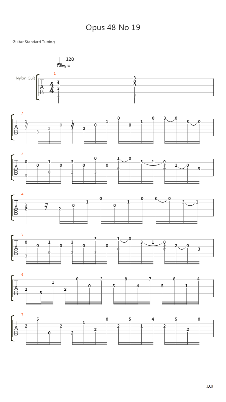 Opus 48 No 19吉他谱