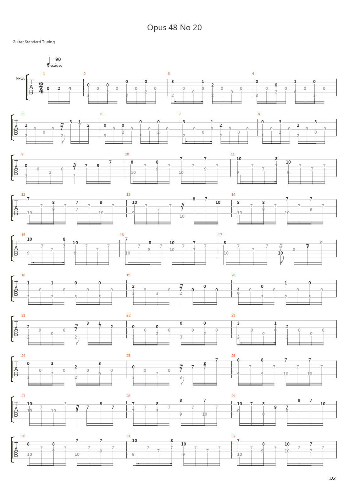 Opus 48 No 20吉他谱