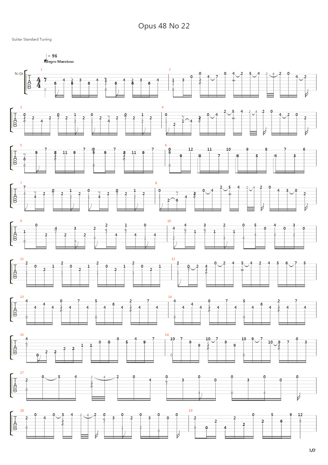 Opus 48 No 22吉他谱