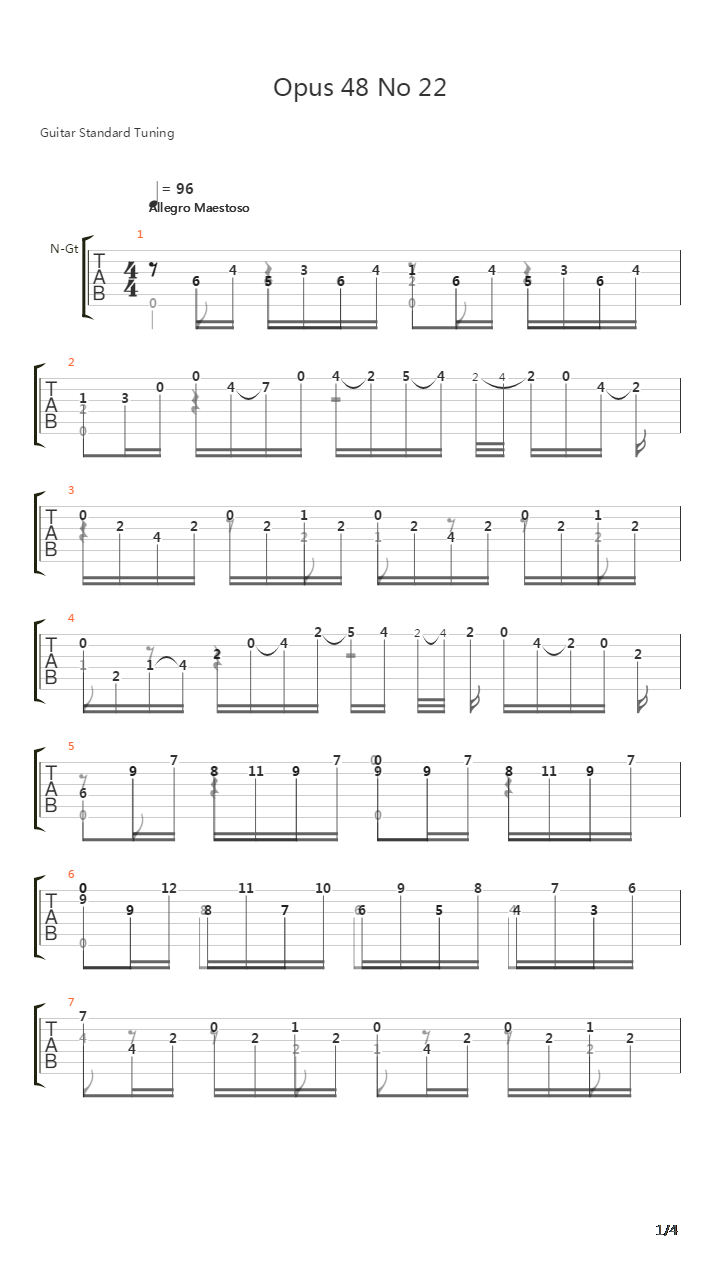 Opus 48 No 22吉他谱