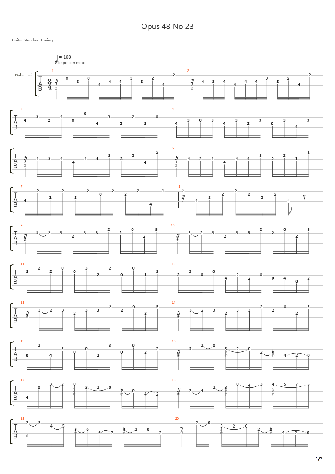 Opus 48 No 23吉他谱