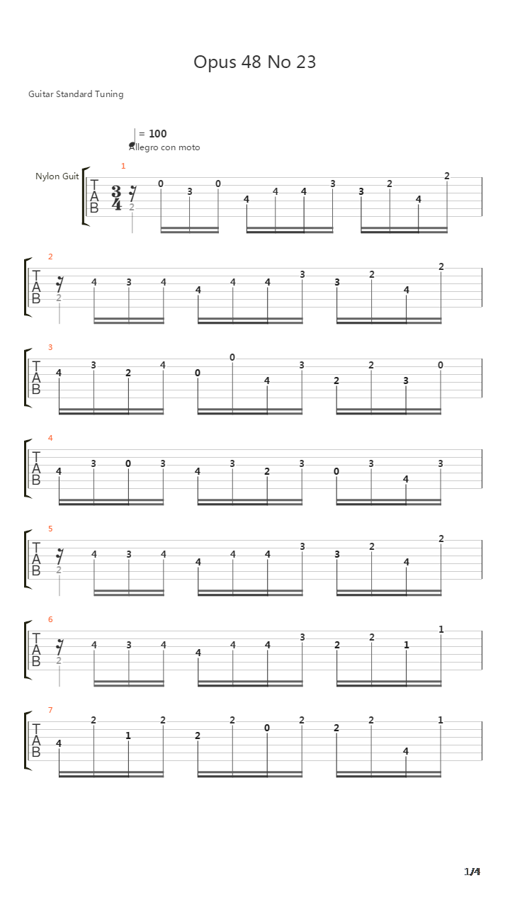 Opus 48 No 23吉他谱