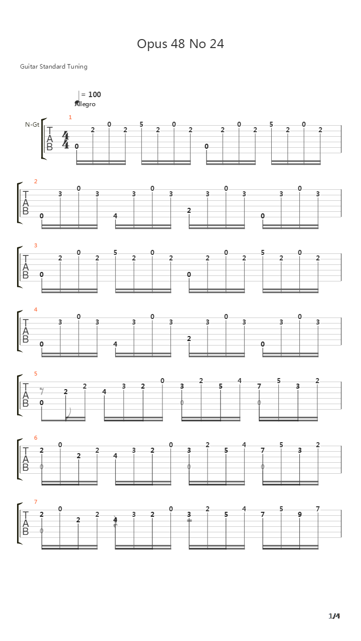 Opus 48 No 24吉他谱