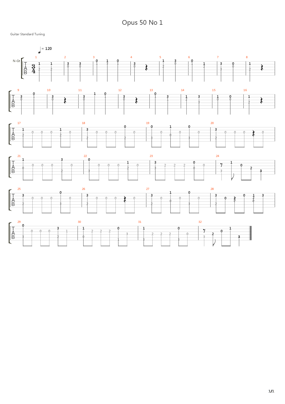 Opus 50 No 1吉他谱