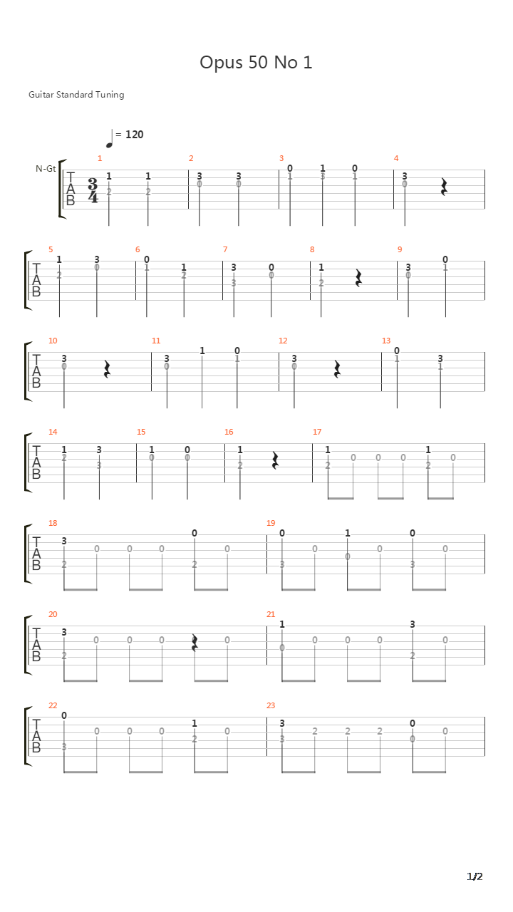 Opus 50 No 1吉他谱