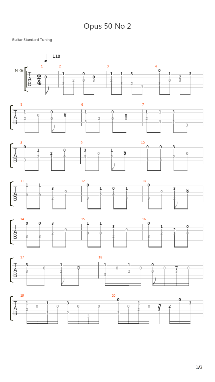 Opus 50 No 2吉他谱