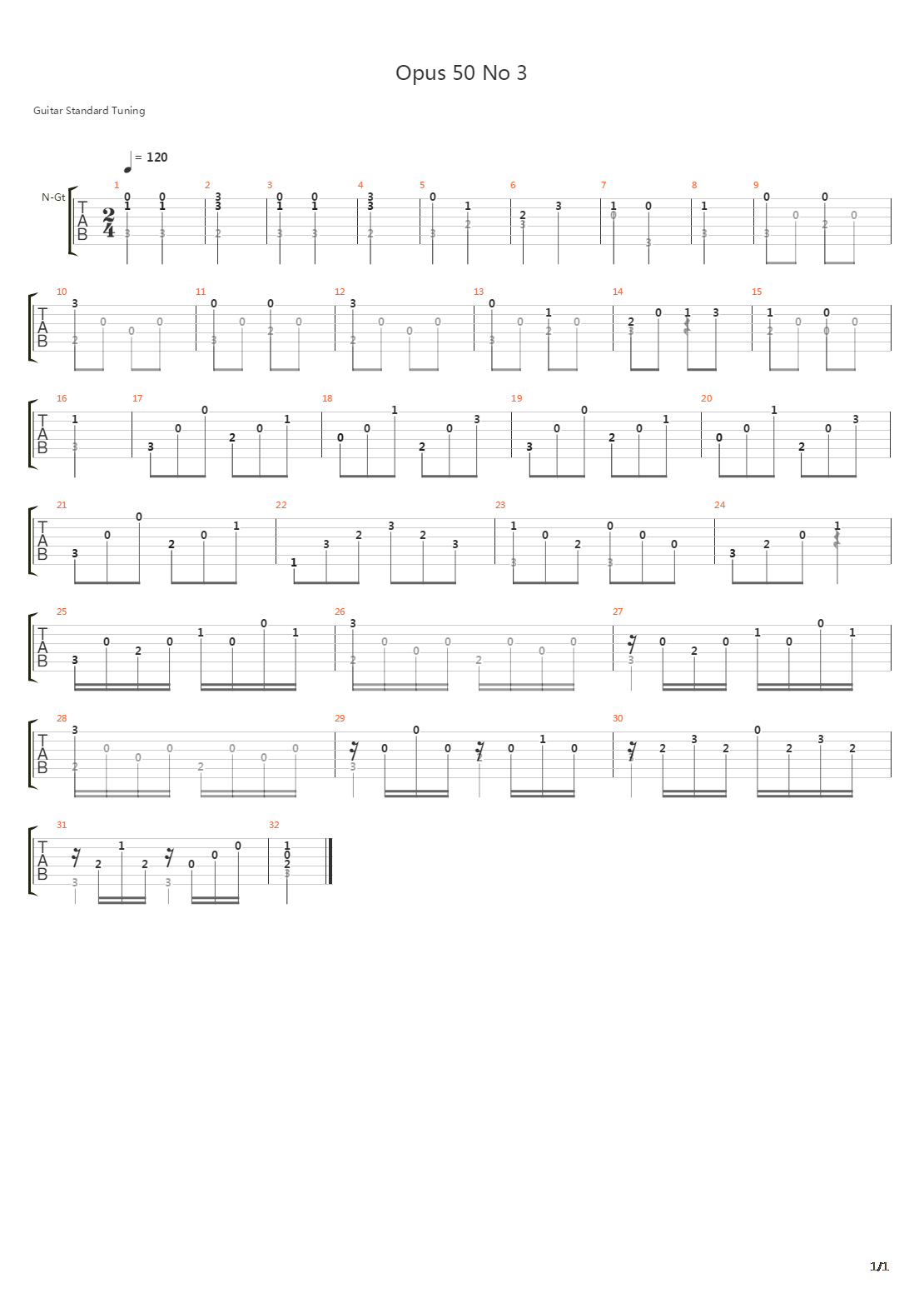 Opus 50 No 3吉他谱