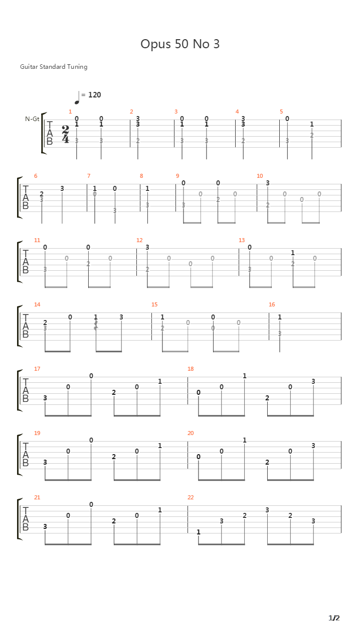 Opus 50 No 3吉他谱