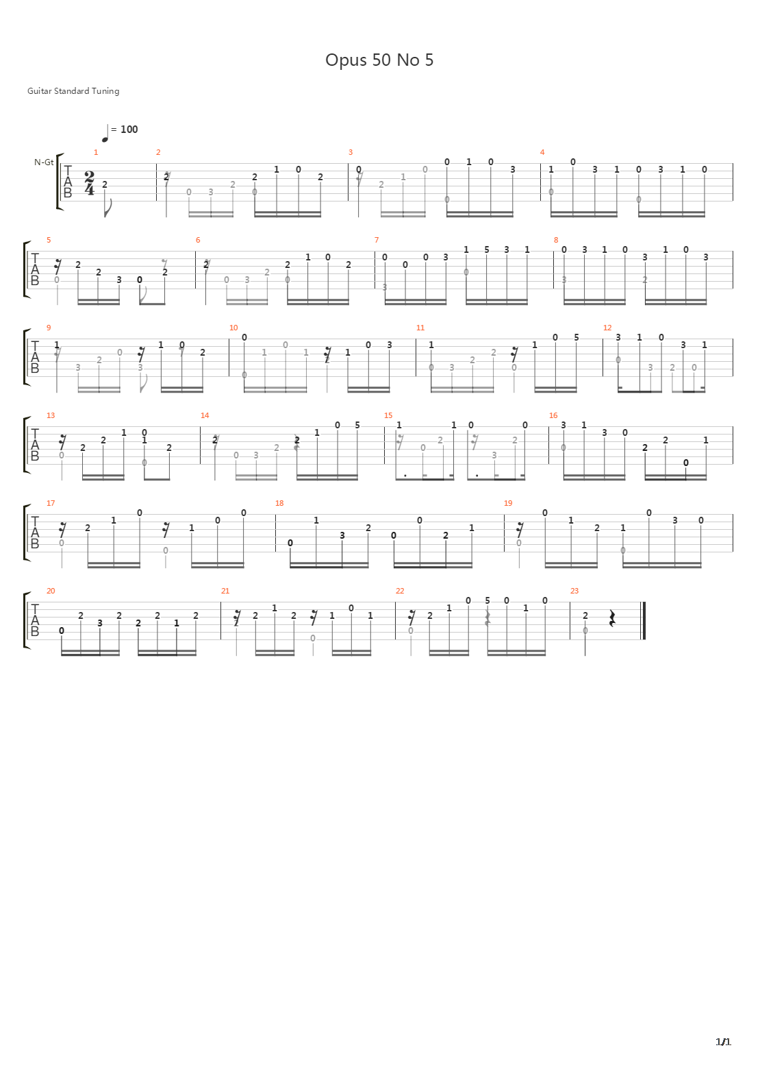 Opus 50 No 5吉他谱