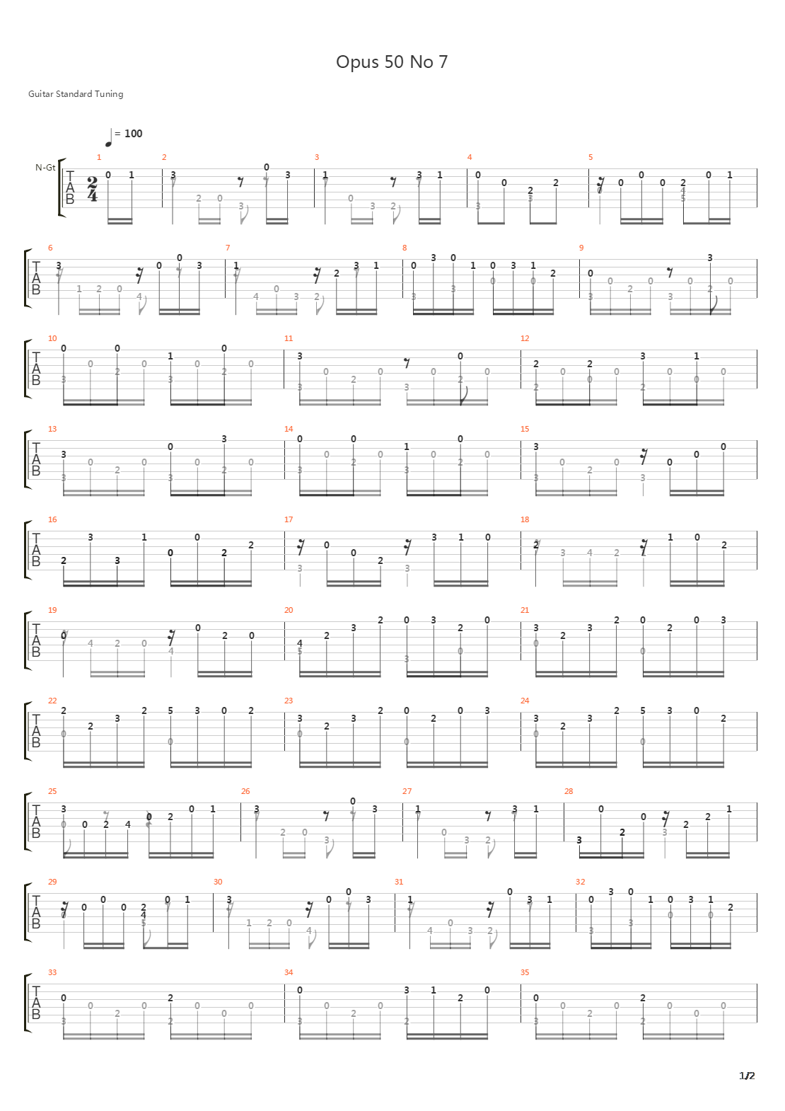 Opus 50 No 7吉他谱