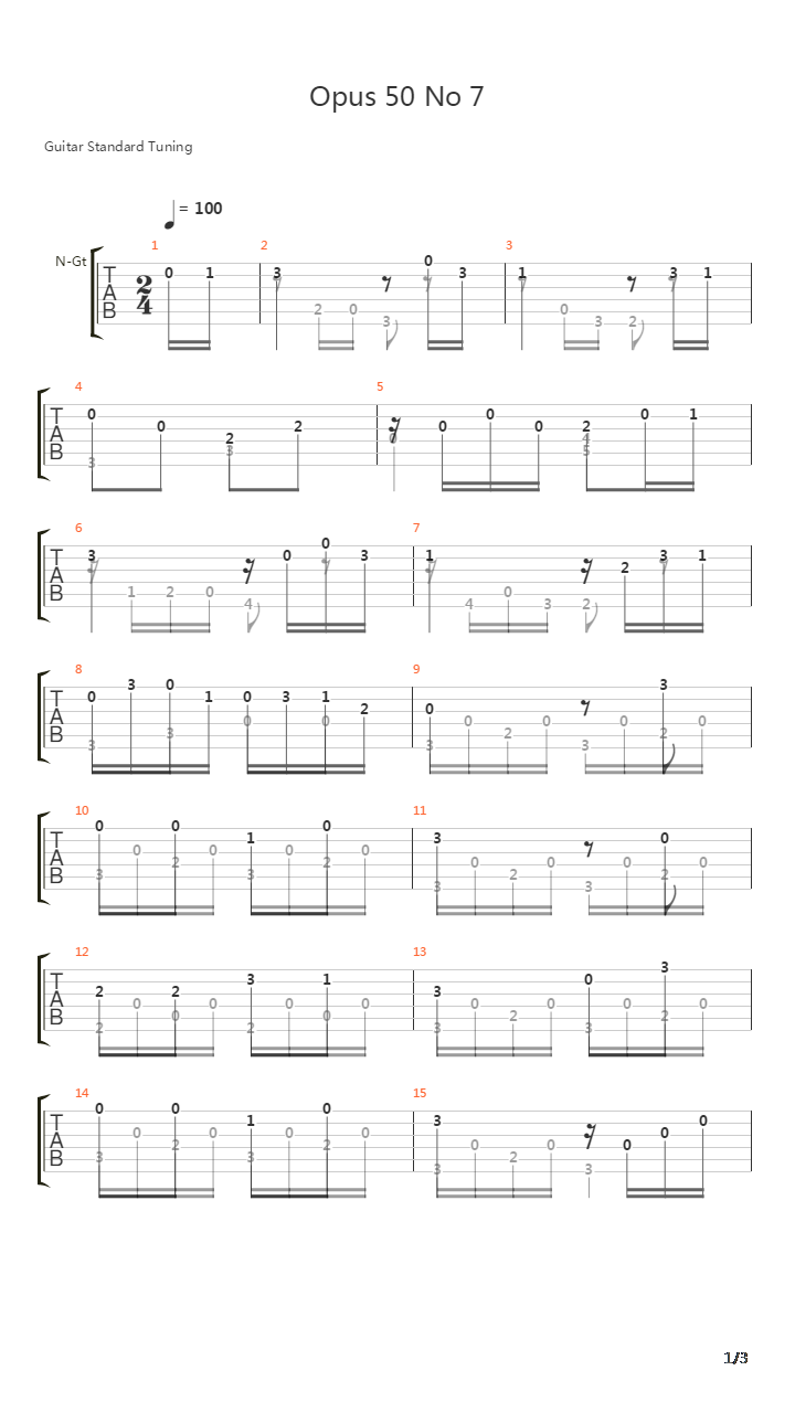 Opus 50 No 7吉他谱