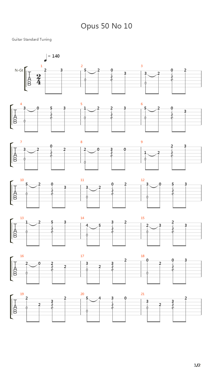 Opus 50 No 10吉他谱