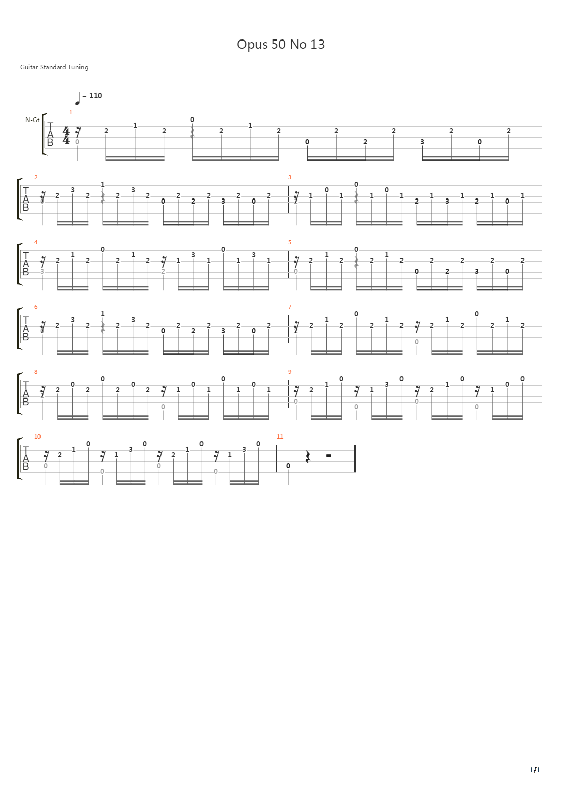 Opus 50 No 13吉他谱