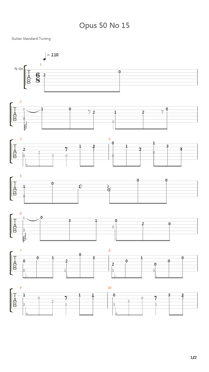 Opus 50 No 15吉他谱