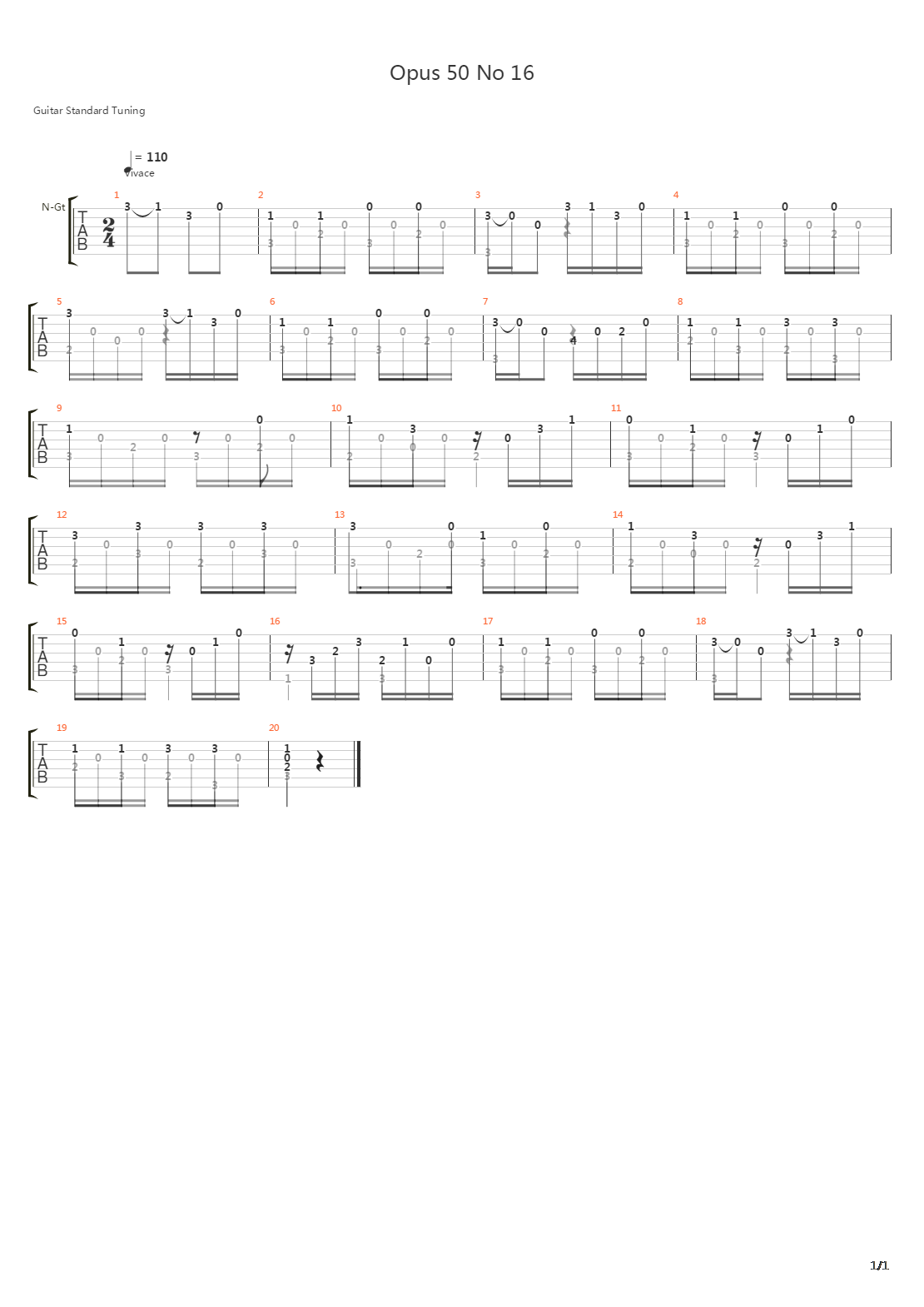 Opus 50 No 16吉他谱