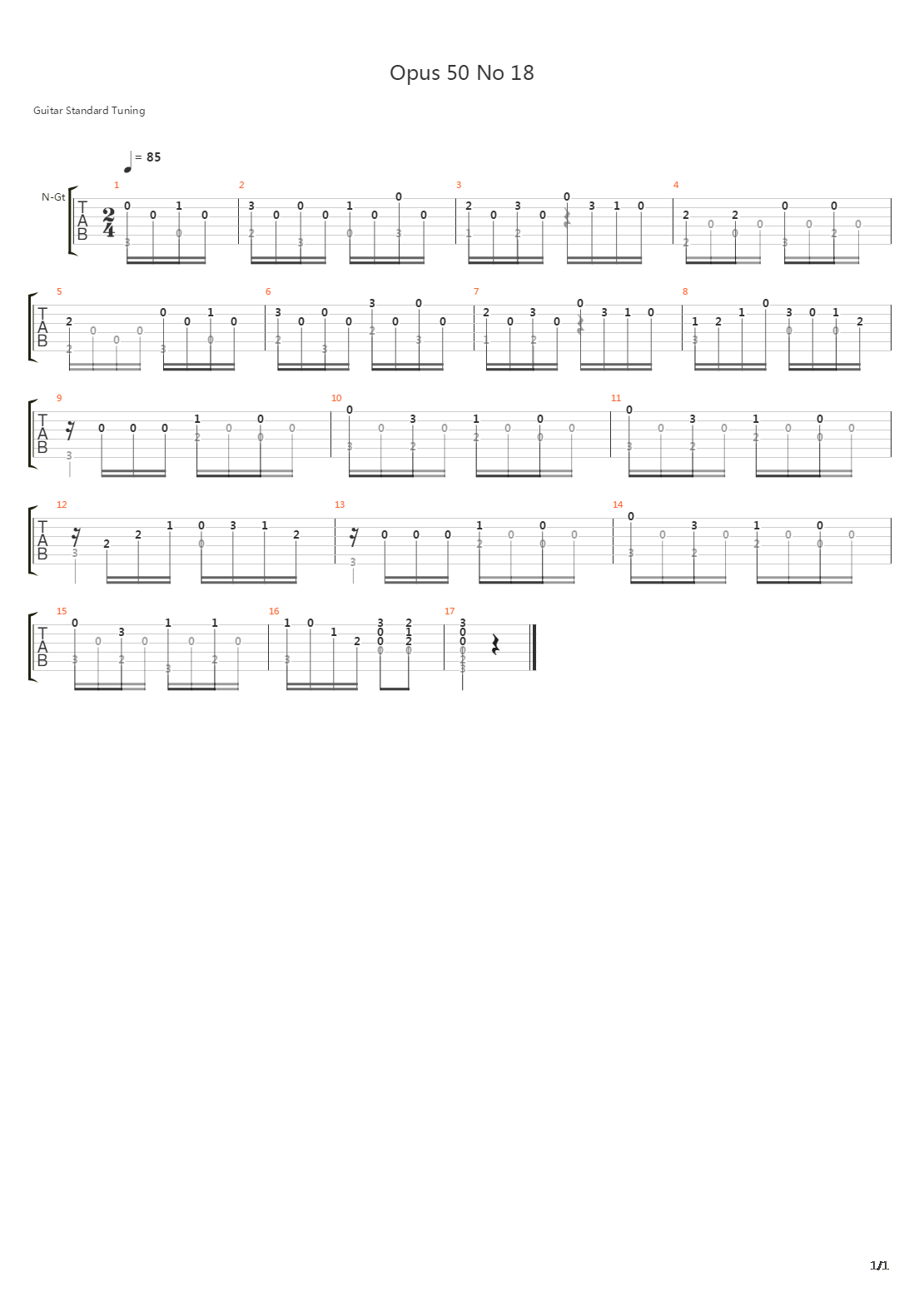 Opus 50 No 18吉他谱