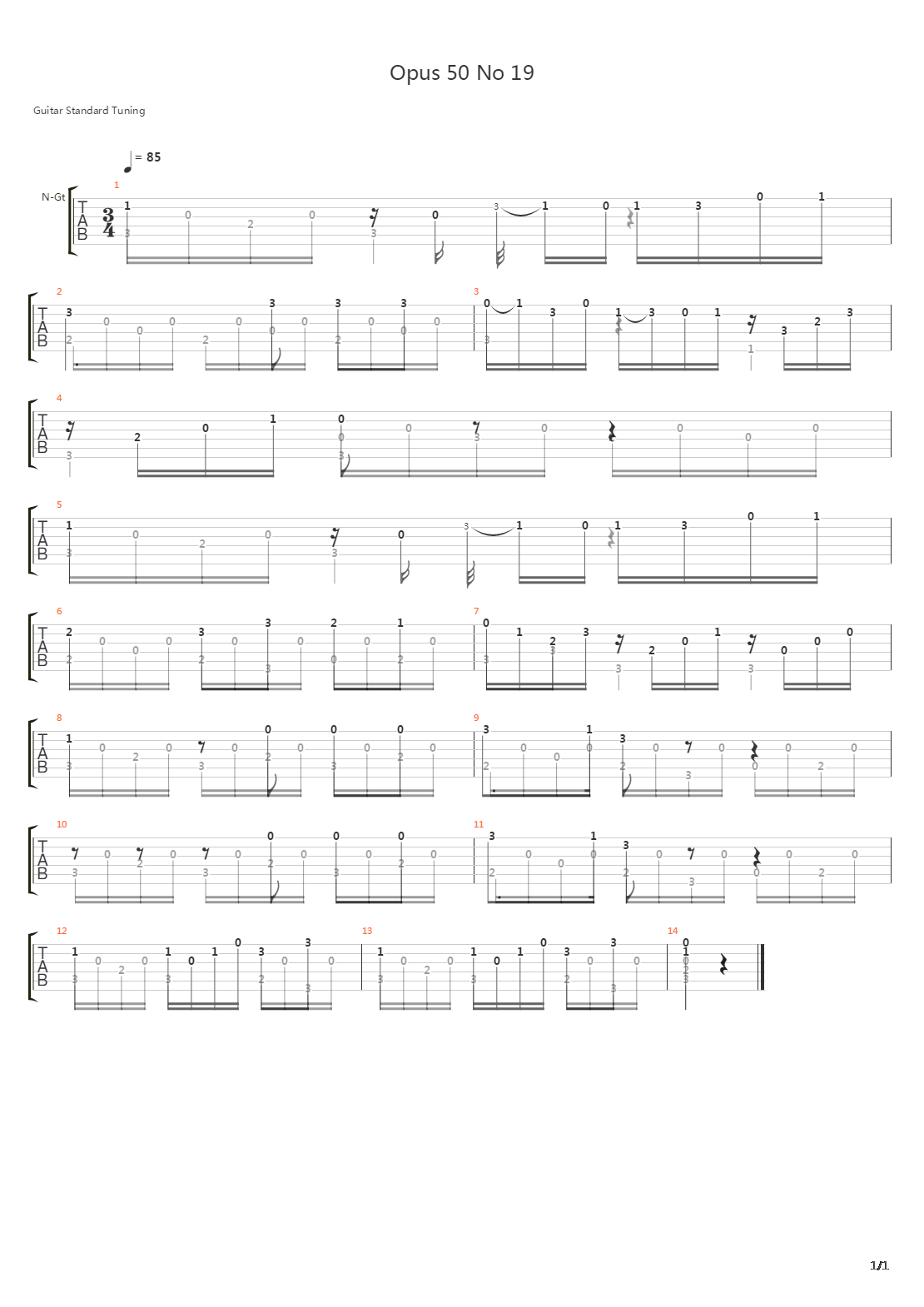 Opus 50 No 19吉他谱