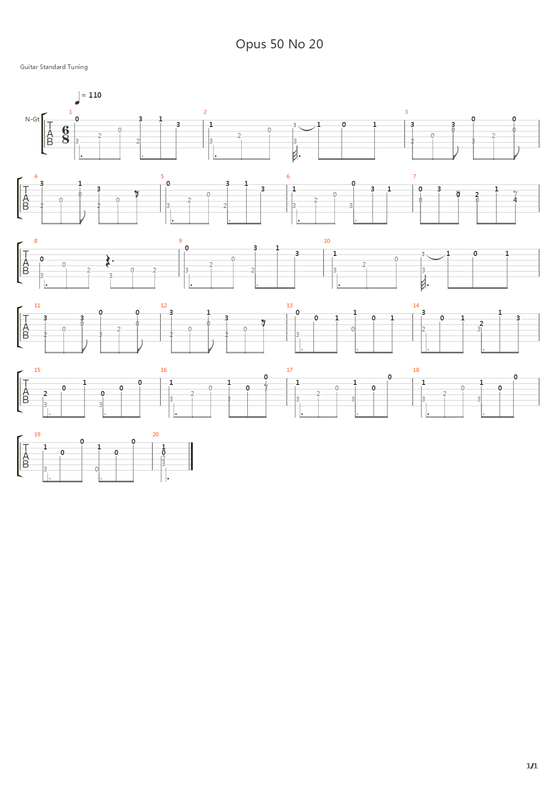 Opus 50 No 20吉他谱