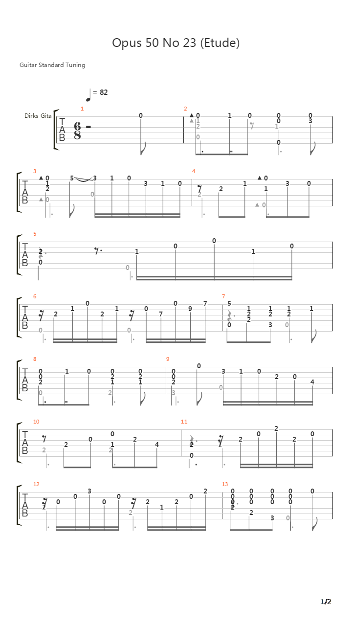 Opus 50 No 23 (Etude)吉他谱