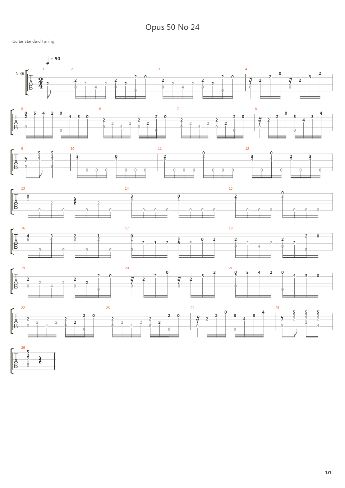 Opus 50 No 24吉他谱