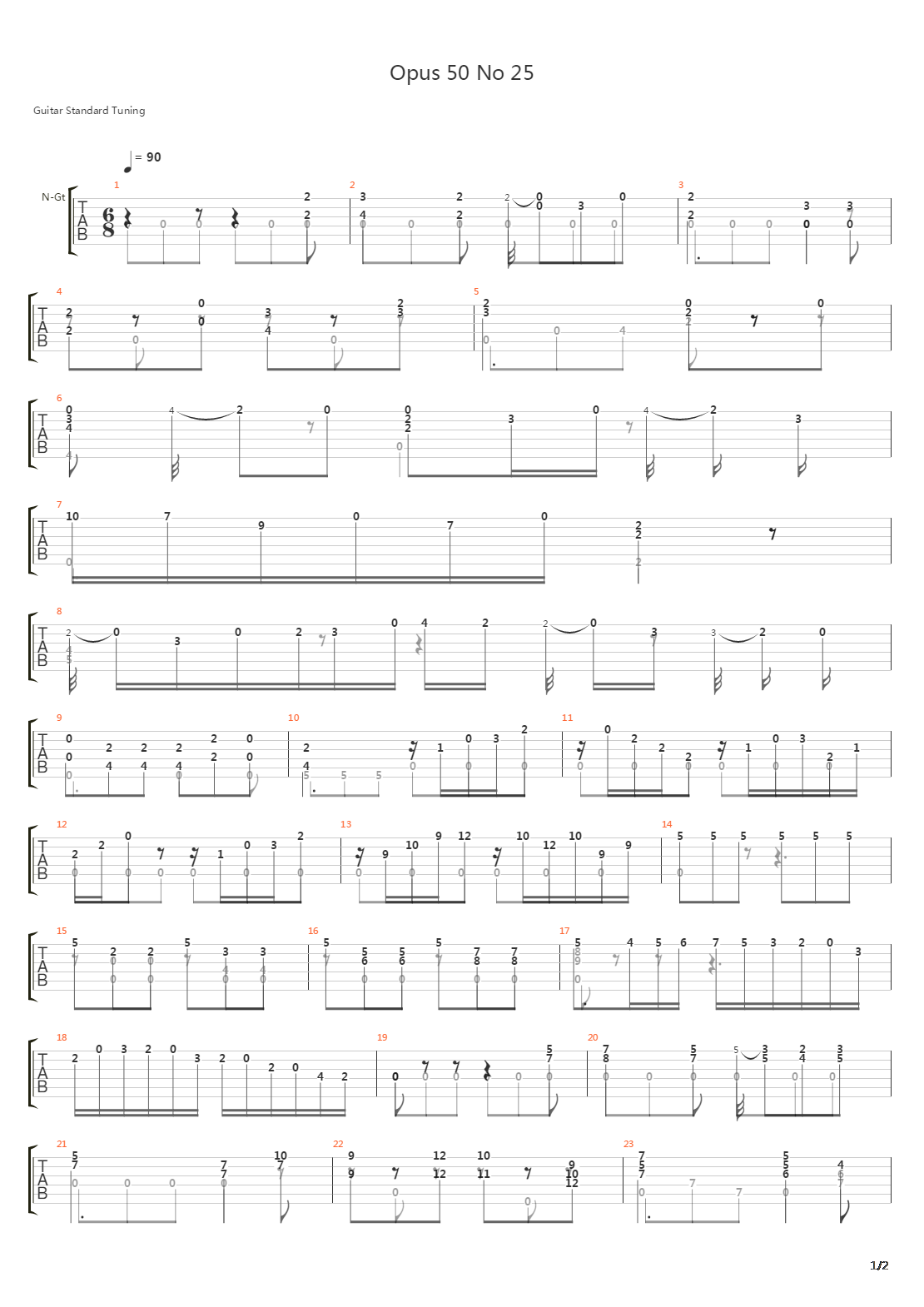 Opus 50 No 25吉他谱